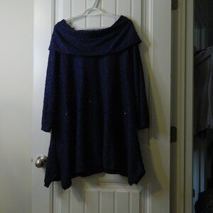 Navy blue off shoulder tunic with sparkles